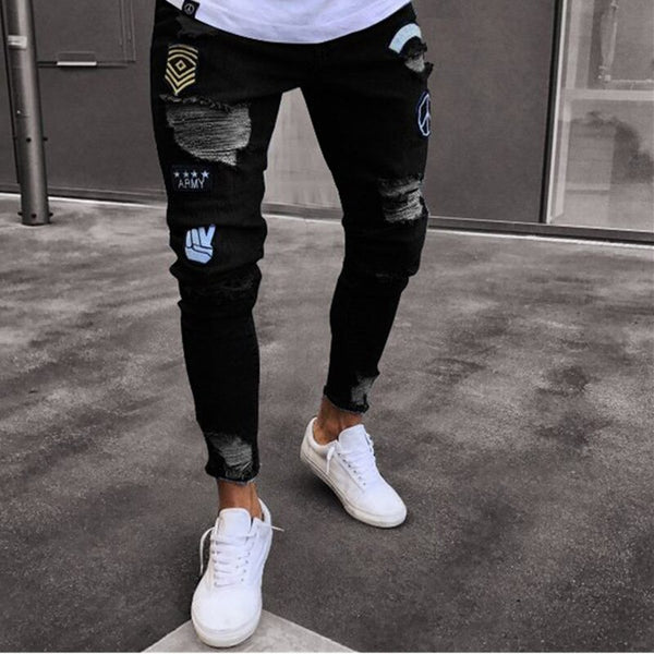 Skinny Badge Ripped jeans